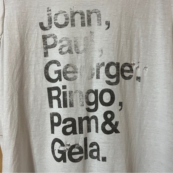 Pam & Gela | Beatles Name List Graphic Band Tee Distressed T-Shirt White Size M - Picture 5 of 12